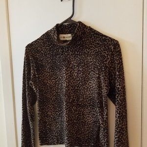 The Limited Animal Print Long Sleeve Velvet Shirt